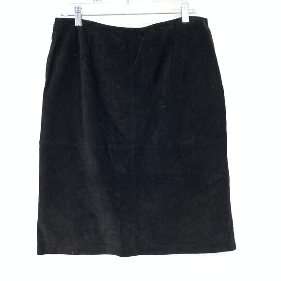 Sonoma Suede Skirt Womens 12 Black Midi High Waist Leather Lined Vintage - Picture 2 of 5